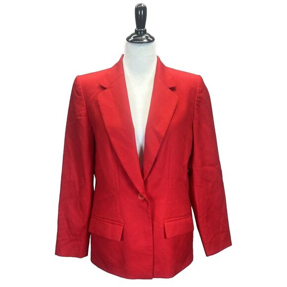 Pendleton Jackets & Blazers - Pendleton Women's 100% Virgin Wool Blazer Red Size 10 Notch Collar One Button